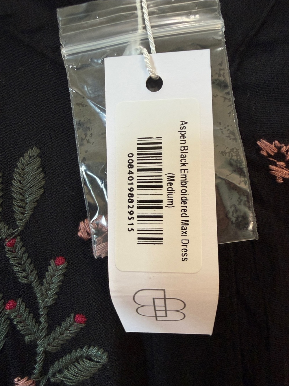 Baltic Born Black Maxi Dress with Pink and Green Floral Embroidery - Picture 2 of 4